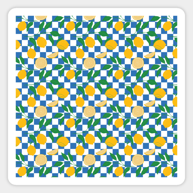 Mediterranean Lemons Checkerboard Magnet by JunkyDotCom